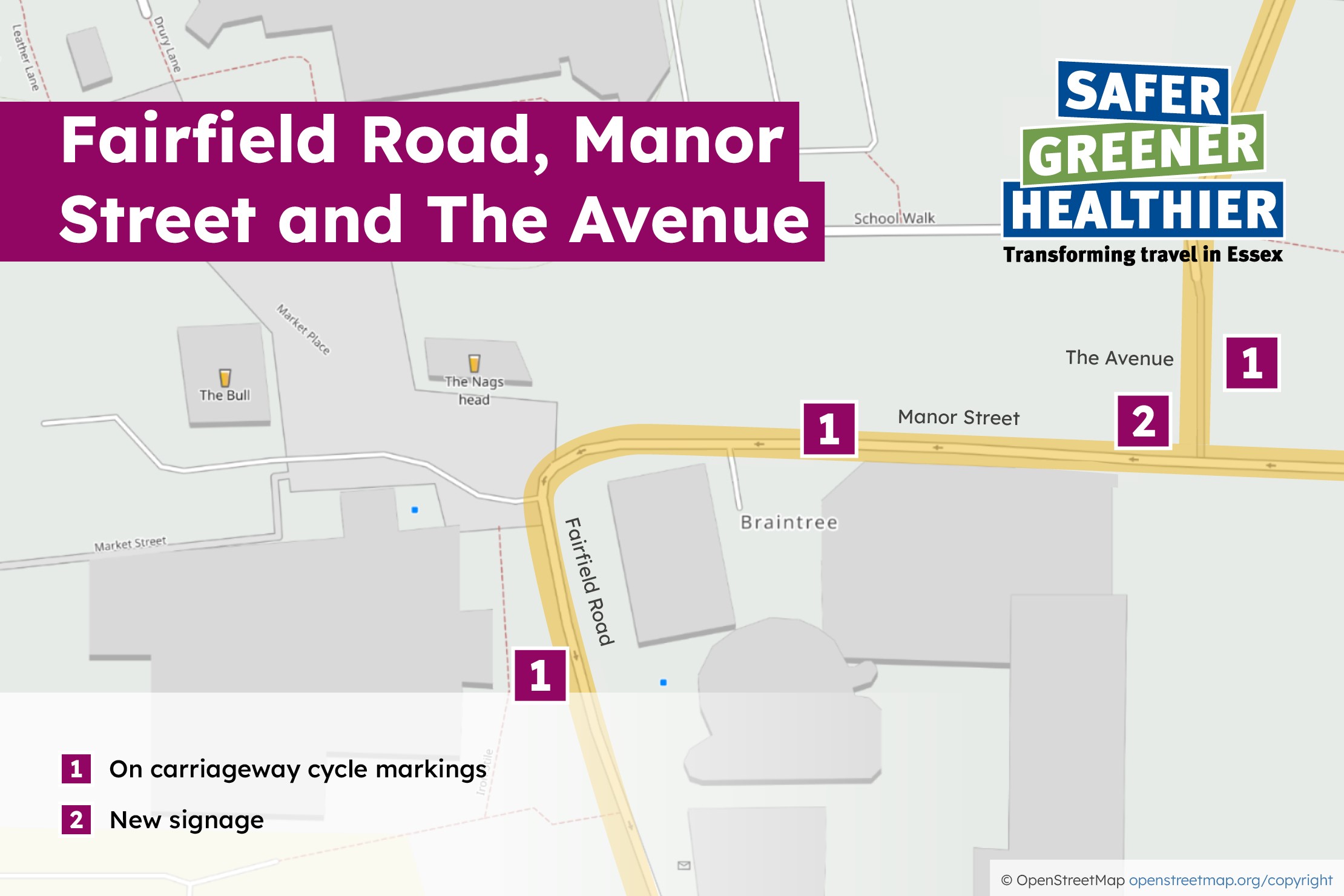 1. On carriageway cycle markings 2. New signage