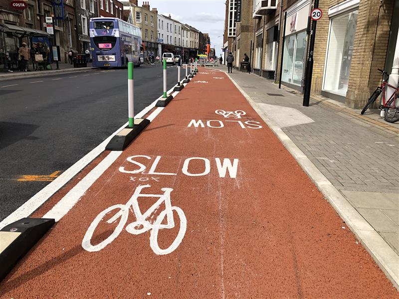 Image of cycleway on Head Street, Colchester