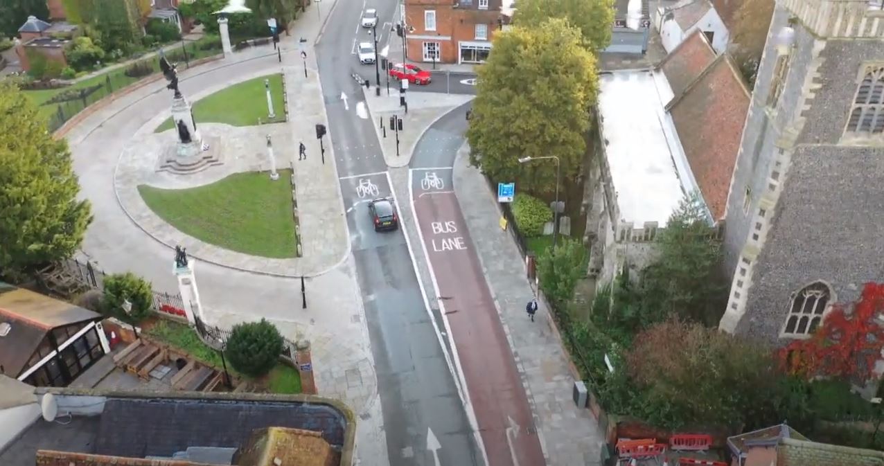 Aerial video showcases new Colchester High Street pavements